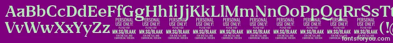 BlaakRegular PERSONAL Font – Green Fonts on Purple Background