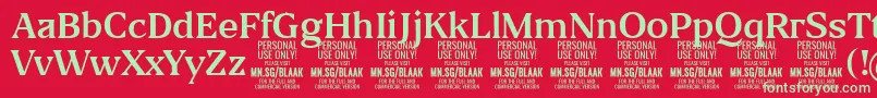 フォントBlaakRegular PERSONAL – 赤い背景に緑の文字