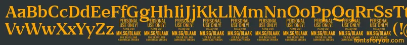 フォントBlaakRegular PERSONAL – 黒い背景にオレンジの文字