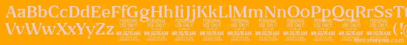 BlaakRegular PERSONAL Font – Pink Fonts on Orange Background