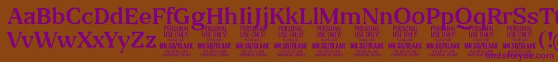 BlaakRegular PERSONAL-Schriftart – Violette Schriften auf braunem Hintergrund