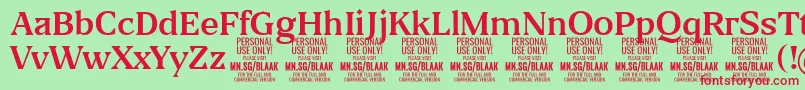 BlaakRegular PERSONAL Font – Red Fonts on Green Background