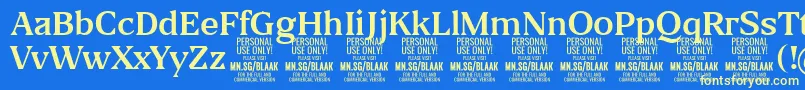 BlaakRegular PERSONAL Font – Yellow Fonts on Blue Background