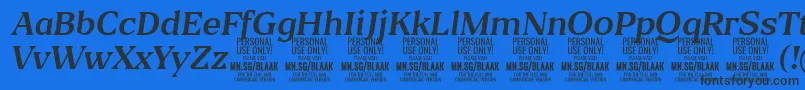 Czcionka BlaakRegularItalic PERSONAL – czarne czcionki na niebieskim tle