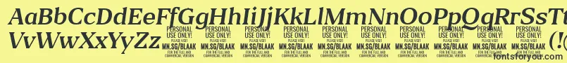 フォントBlaakRegularItalic PERSONAL – 黒い文字の黄色い背景