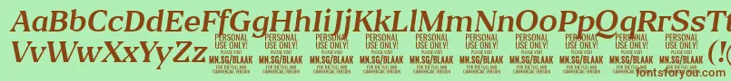 Шрифт BlaakRegularItalic PERSONAL – коричневые шрифты на зелёном фоне