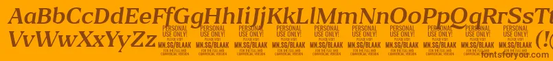 BlaakRegularItalic PERSONAL-fontti – ruskeat fontit oranssilla taustalla