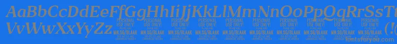 フォントBlaakRegularItalic PERSONAL – 青い背景に灰色の文字