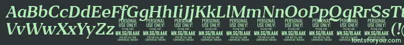 BlaakRegularItalic PERSONAL-Schriftart – Grüne Schriften auf schwarzem Hintergrund