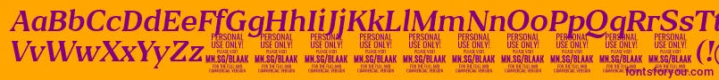 Weitere Informationen zur BlaakRegularItalic PERSONAL-Schriftart BlaakRegularItalic PERSONAL-Schriftart – Violette Schriften auf orangefarbenem Hintergrund
