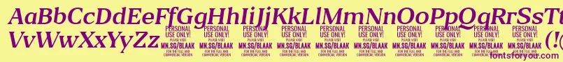 BlaakRegularItalic PERSONAL-Schriftart – Violette Schriften auf gelbem Hintergrund