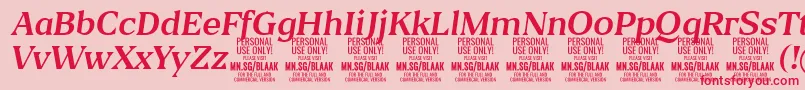 フォントBlaakRegularItalic PERSONAL – ピンクの背景に赤い文字