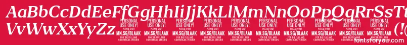 BlaakRegularItalic PERSONAL Font – White Fonts on Red Background