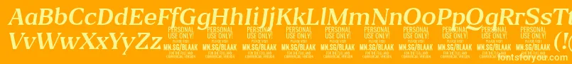 BlaakRegularItalic PERSONAL-Schriftart – Gelbe Schriften auf orangefarbenem Hintergrund