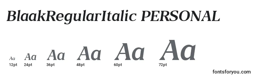 Размеры шрифта BlaakRegularItalic PERSONAL
