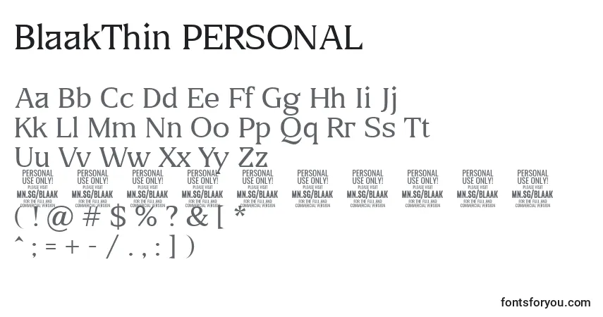 Czcionka BlaakThin PERSONAL – alfabet, cyfry, specjalne znaki