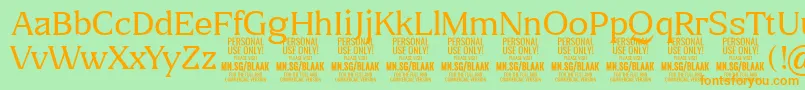 BlaakThin PERSONAL Font – Orange Fonts on Green Background