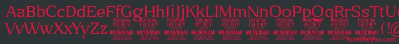 BlaakThin PERSONAL Font – Red Fonts on Black Background