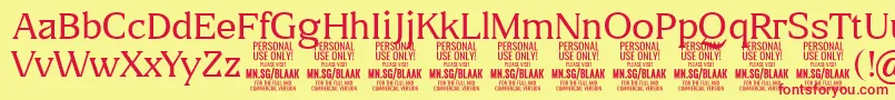 BlaakThin PERSONAL Font – Red Fonts on Yellow Background