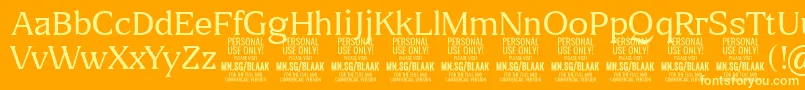 BlaakThin PERSONAL Font – Yellow Fonts on Orange Background