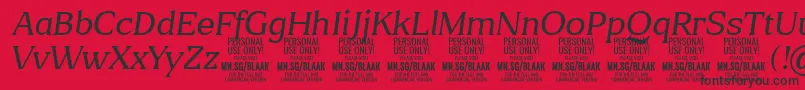 Czcionka BlaakThinItalic PERSONAL – czarne czcionki na czerwonym tle