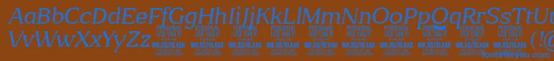 BlaakThinItalic PERSONAL-Schriftart – Blaue Schriften auf braunem Hintergrund