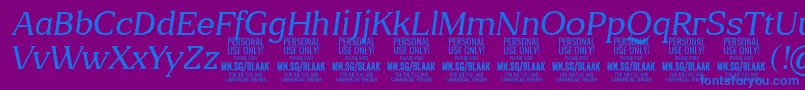 BlaakThinItalic PERSONAL Font – Blue Fonts on Purple Background