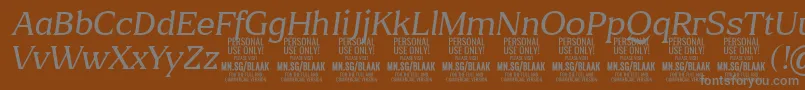 Fonte BlaakThinItalic PERSONAL – fontes cinzas em um fundo marrom
