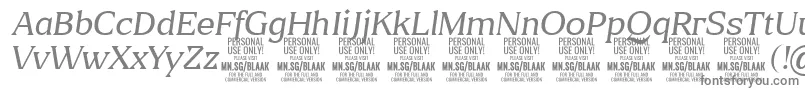 フォントBlaakThinItalic PERSONAL – 白い背景に灰色の文字