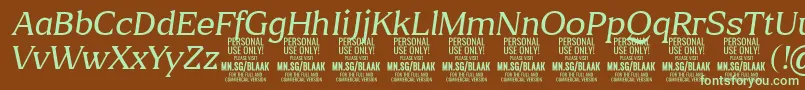 Шрифт BlaakThinItalic PERSONAL – зелёные шрифты на коричневом фоне