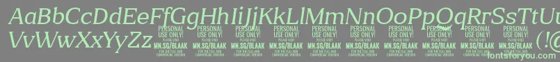 BlaakThinItalic PERSONAL Font – Green Fonts on Gray Background