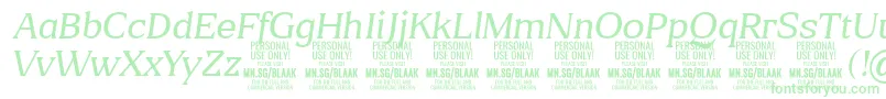 BlaakThinItalic PERSONAL Font – Green Fonts on White Background