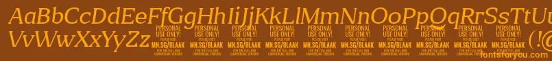 Шрифт BlaakThinItalic PERSONAL – оранжевые шрифты на коричневом фоне