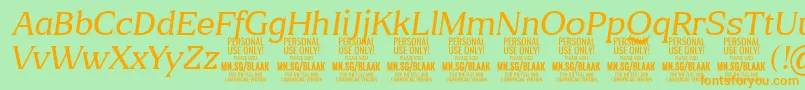 Police BlaakThinItalic PERSONAL – polices orange sur fond vert