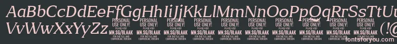 BlaakThinItalic PERSONAL-Schriftart – Rosa Schriften auf schwarzem Hintergrund