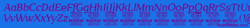 BlaakThinItalic PERSONAL Font – Purple Fonts on Blue Background