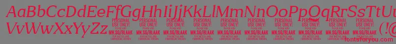 Police BlaakThinItalic PERSONAL – polices rouges sur fond gris