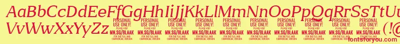 BlaakThinItalic PERSONAL Font – Red Fonts on Yellow Background