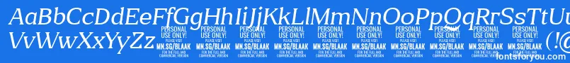 Czcionka BlaakThinItalic PERSONAL – białe czcionki na niebieskim tle
