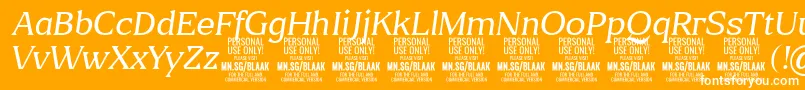 BlaakThinItalic PERSONAL-Schriftart – Weiße Schriften auf orangefarbenem Hintergrund