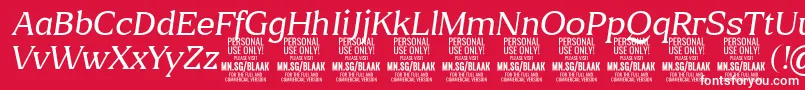 BlaakThinItalic PERSONAL Font – White Fonts on Red Background