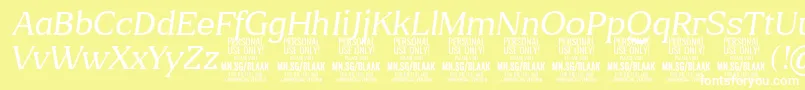 BlaakThinItalic PERSONAL Font – White Fonts on Yellow Background