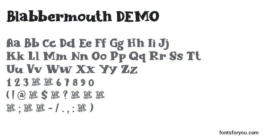 Шрифт Blabbermouth DEMO – алфавит, цифры, специальные символы