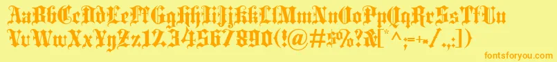 フォントBLACEB   – オレンジの文字が黄色の背景にあります。