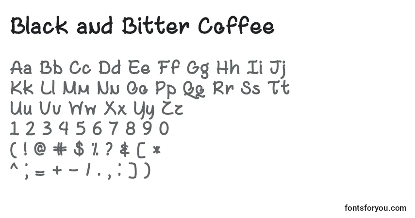 Шрифт Black and Bitter Coffee   – алфавит, цифры, специальные символы
