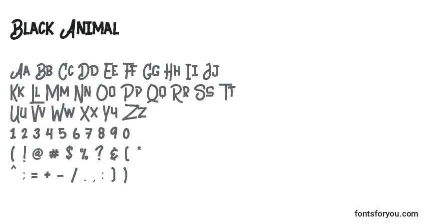 Schriftart Black Animal – Alphabet, Zahlen, spezielle Symbole