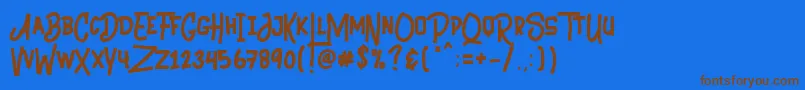 フォントBlack Animal – 茶色の文字が青い背景にあります。