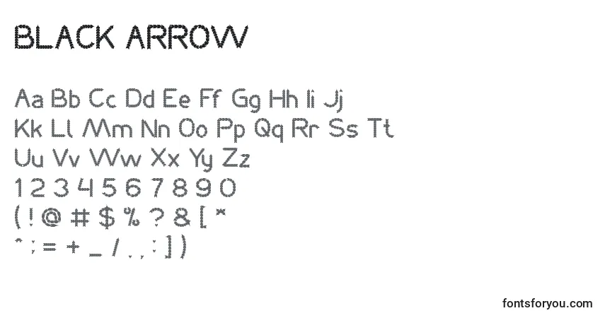 Czcionka BLACK ARROW – alfabet, cyfry, specjalne znaki