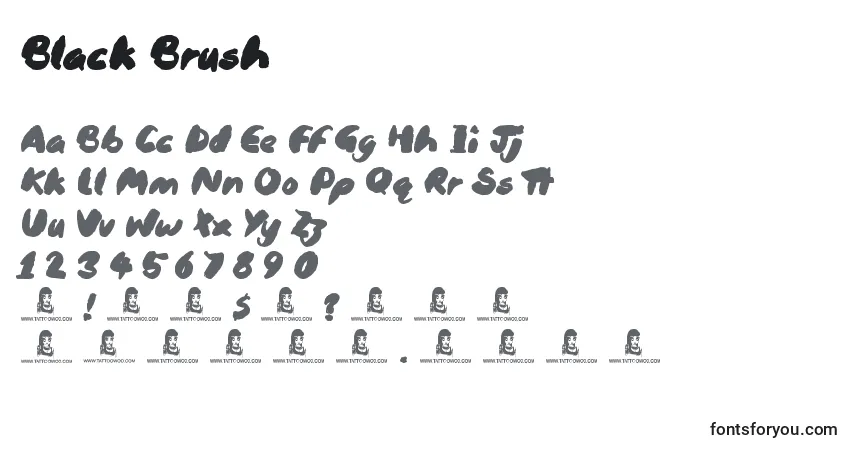 A fonte Black Brush – alfabeto, números, caracteres especiais