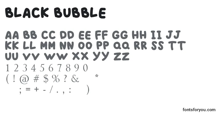 Czcionka BLACK BUBBLE – alfabet, cyfry, specjalne znaki